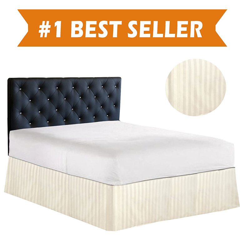 1500 Thread Count Microfiber Wrap Around Tailored 14" Drop Bed Skirt, King, Cream