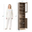  Armoire de rangement de 67 po de hauteur pour salle de bain, armoire autoportante étroite avec portes et tablettes réglables, bois d'ingénierie, grain de bois gris-37193887