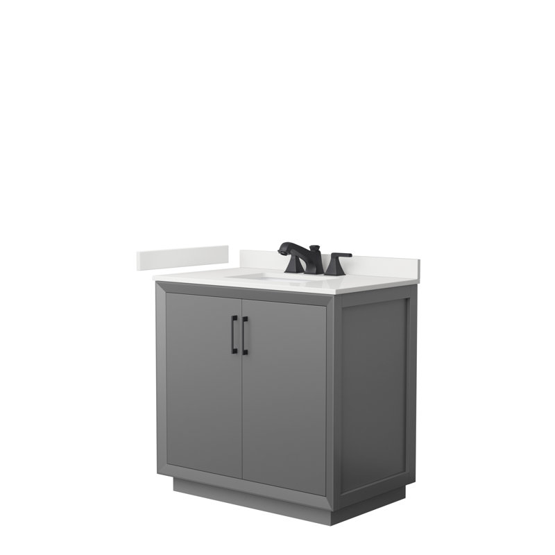 Strada 36'' W Vanity, WDX13401, Dark Gray, Satin Bronze