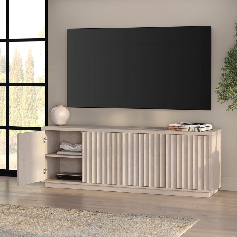 Bourne Rectangular TV Stand for TV's up to 75in in Alder White, Alder White