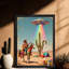 Art mural noir avec encadrement noir, UFO Cowboy-648387303