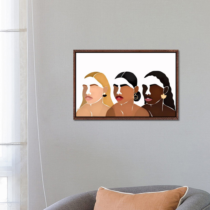 Sisters III by Bria Nicole - Print on Canvas, 66.04 cm H x 45.72 cm W, Classic Brown Wood Framed Canvas