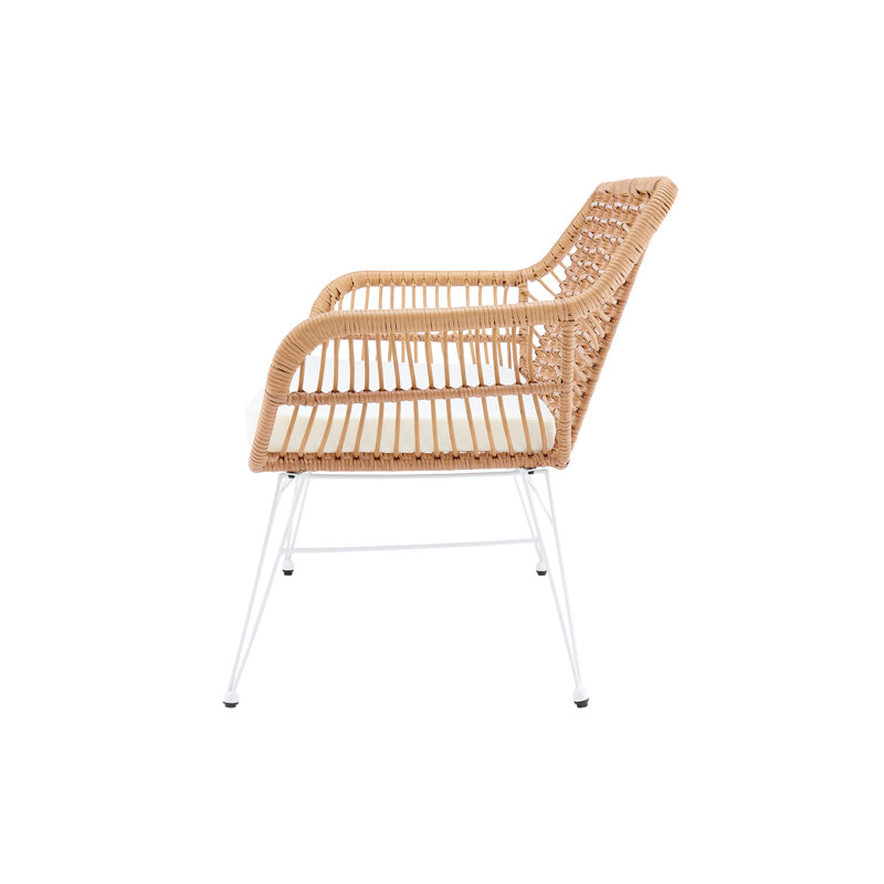 Bradner Wicker Outdoor Bench, White, White