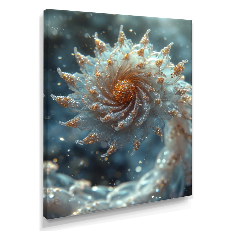 Winter Magic Curl - art mural fractal, H 32 po x l 24 po x P 1 po, Toile tendue