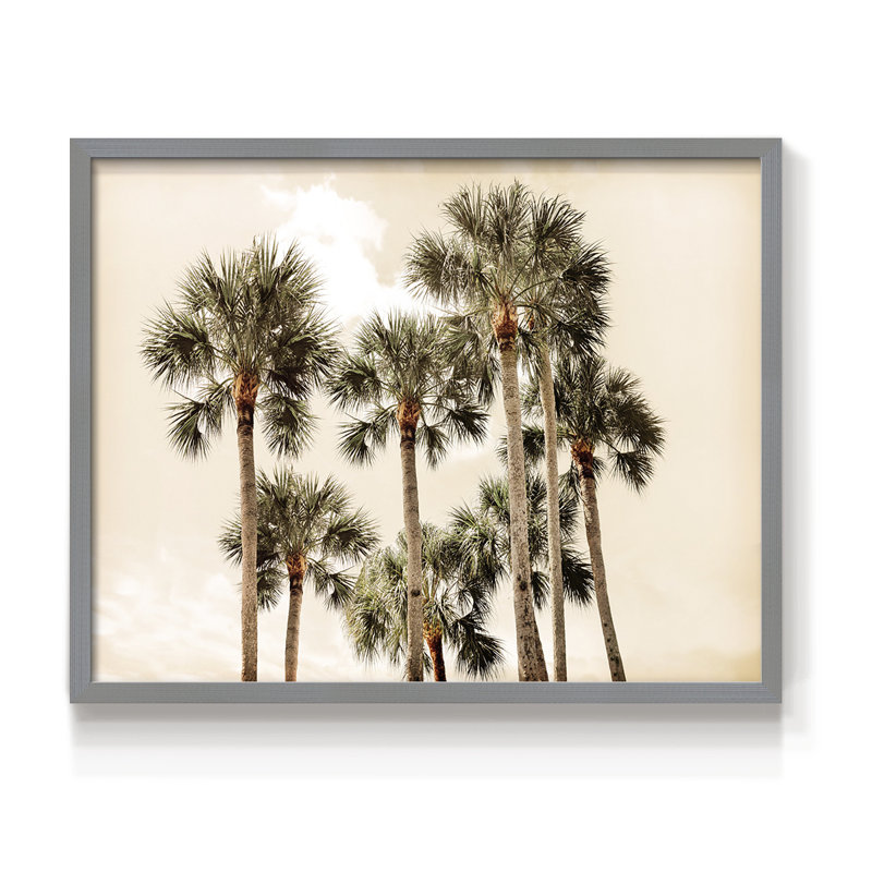 Blush Palms - reproduction encadrée - réarmable, H 22 po x l 28 po, Gris
