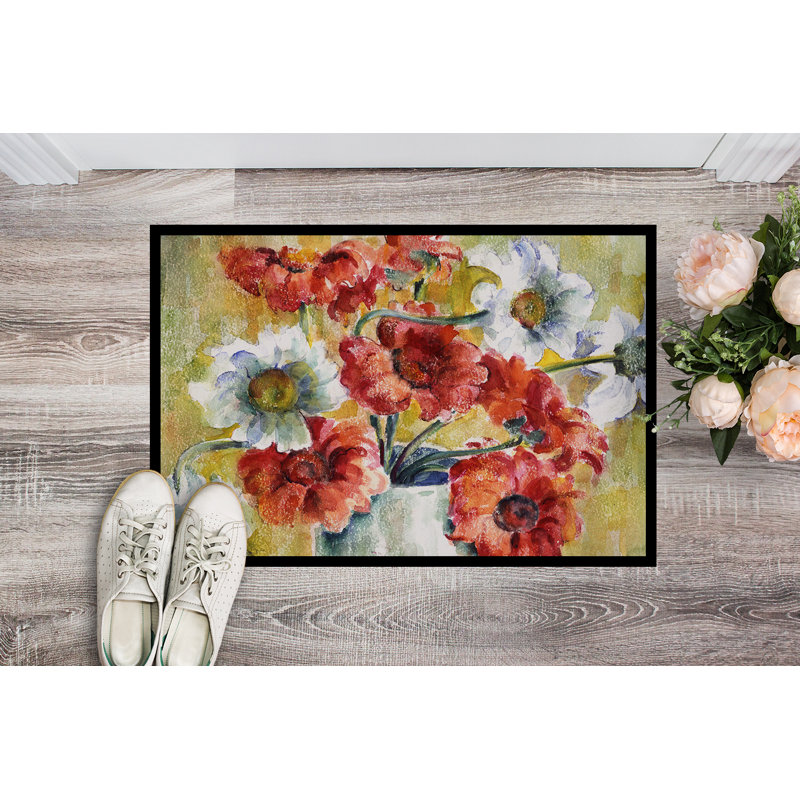 Weeksville Non-Slip Floral Outdoor Doormat, Rectangle 2' x 3'