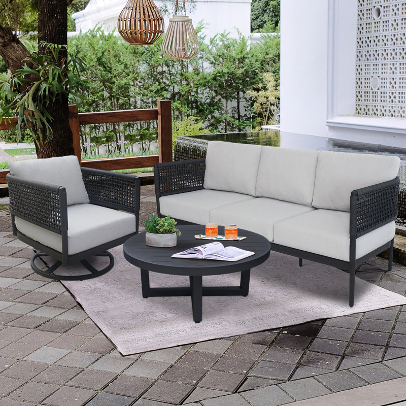Canapé olympique, chaise longue pivotante avec table basse