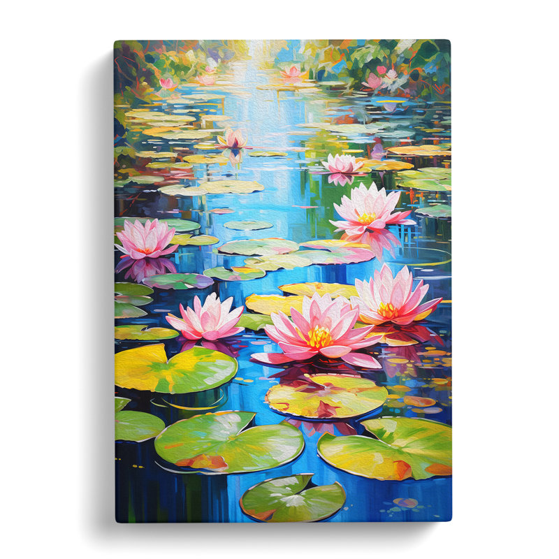 Water Lily Pond Action Painting - No Frame Print, 76cm H x 50cm W x 3cm D