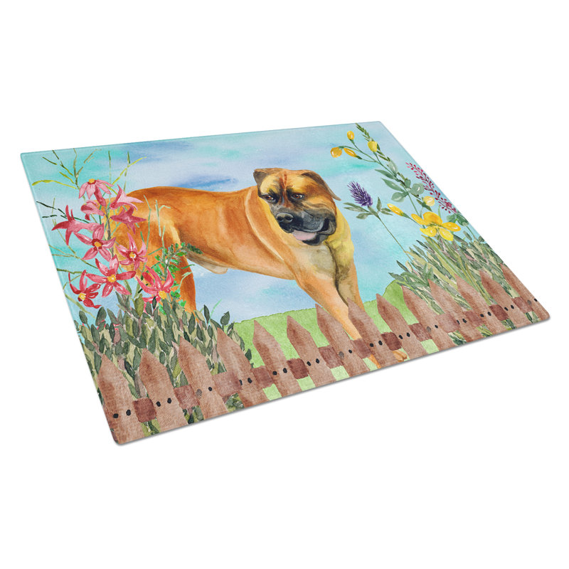 Planche à découper à ressorts en verre trempé caroline, Boerboel mastiff