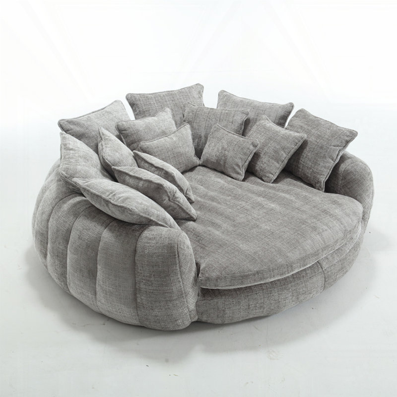 Canapé-lit surdimensionné avec accoudoirs, Chenille gris pâle
