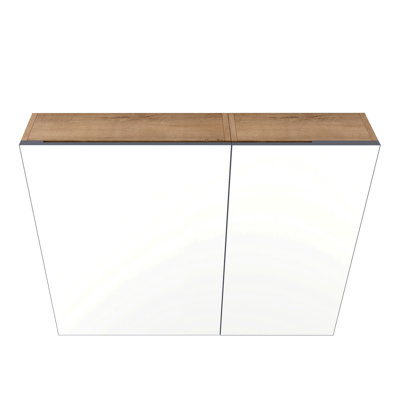 Armoire de toilette 33,56 po avec rangement, armoire à pharmacie murale avec porte miroir, tablettes en verre réglables, contreplaqué