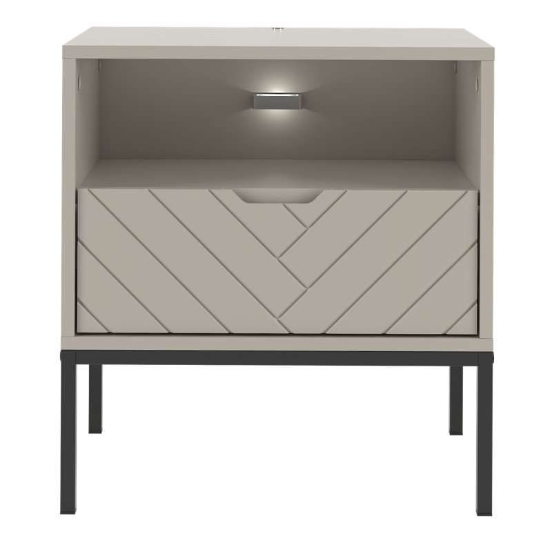 Ahola 134.62cm W Metal Bedside Table, Cashmere, Black