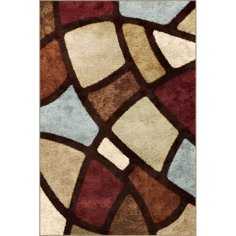 Tapis multicolore à motif géométrique moderne, Rectangle 3 pi 11,24 po x 5 pi 10,87 po