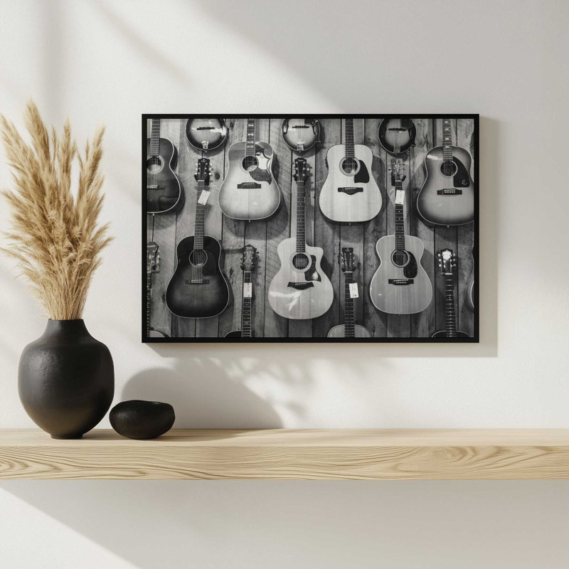 «Guitar Heaven II» par Jennifer Rigsby, reproduction d'art, L 30 po x H 20 po, Silver, Framed Print