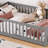 Full Size Bed Floor Bed With Safety Guardrails And Door For Kids, Gray-533929779-533929777