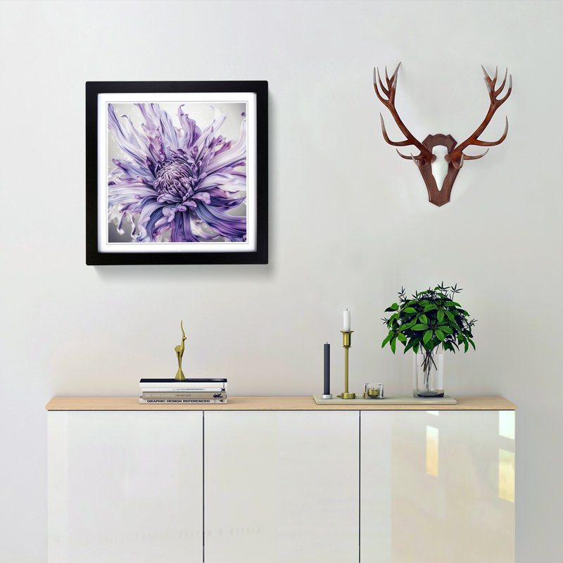 Lavender Flower Abstract Art No.2 - Single Picture Frame Print on Wood, Black