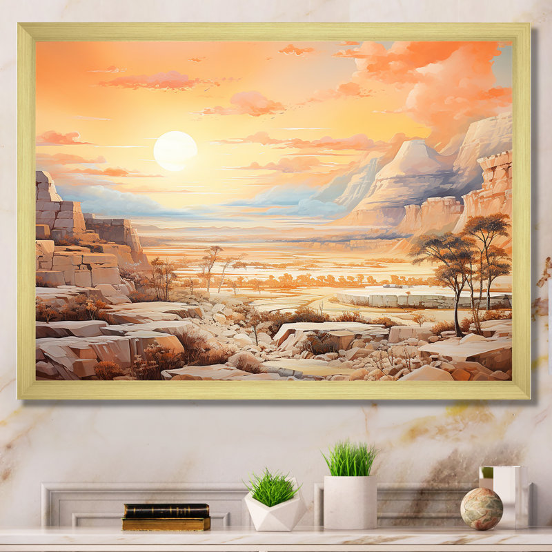 «Zenith Desert Sunset», reproduction sur toile, H 34 po x l 44 po x P 1,5 po, Cadre doré simple