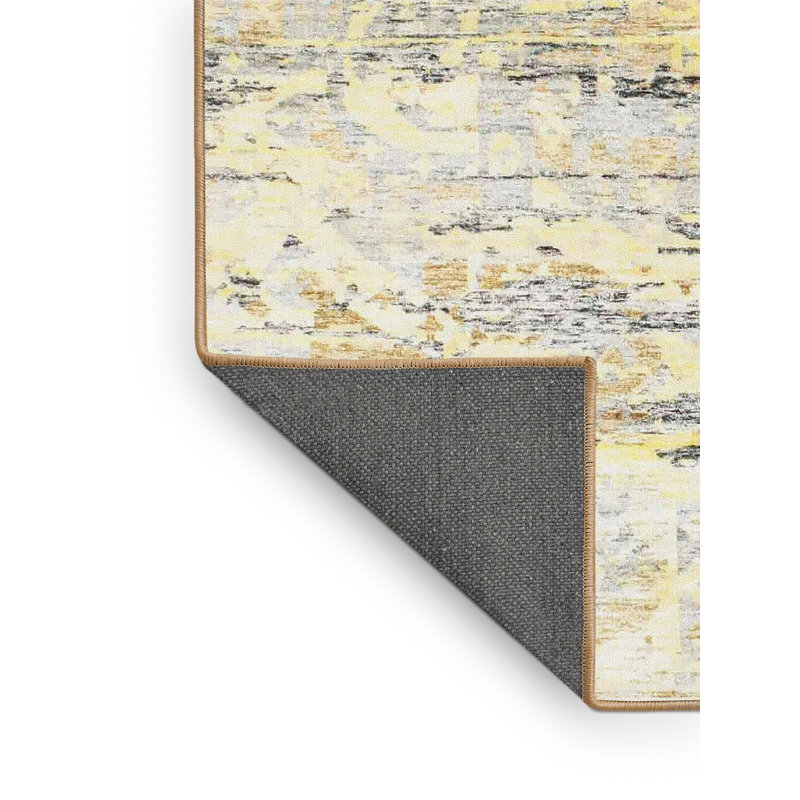 Tapis contemporain vert clair / crème, Rectangle 5 pi x 7 pi