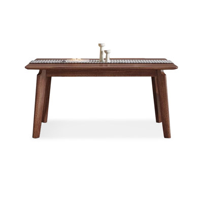 Brown Rectangular Solid Wood Dining Table