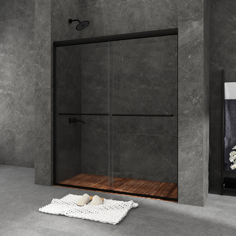 60 in. W x 70 in. H Double Sliding Framed Shower Door with Tempered Glass