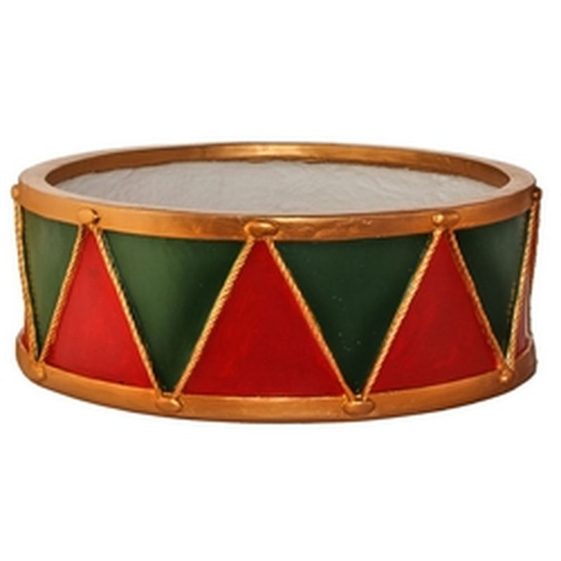 Décoration tambour, H 11 po x l 21 po x P 21 po, Rouge / Vert / Or