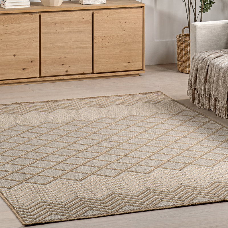 Eleanora Geometric Transitional Jute Area Rug, Rectangle 4' x 6'