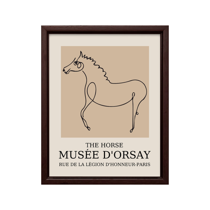 Picasso - Le cheval, H 18 po x l 24 po, Canevas, Encadrement brun