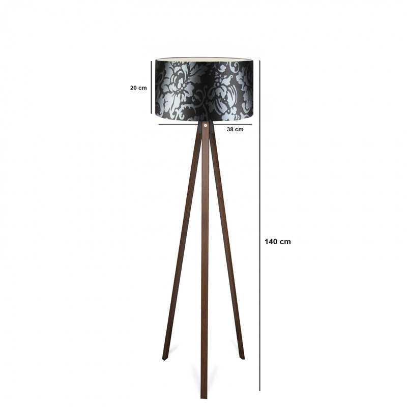 Lampe sur pied moderne, base 100% bois, finition noire, hauteur de 55,1 po | Douille E27, 40 W maximum | Conception élégante et originale pour la décoration intérieure, parfaite pour le salon et la chambre à coucher, concept élégant de fleurs et de printemps