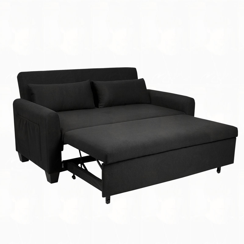 Canapé double avec sac de rangement, Noir
