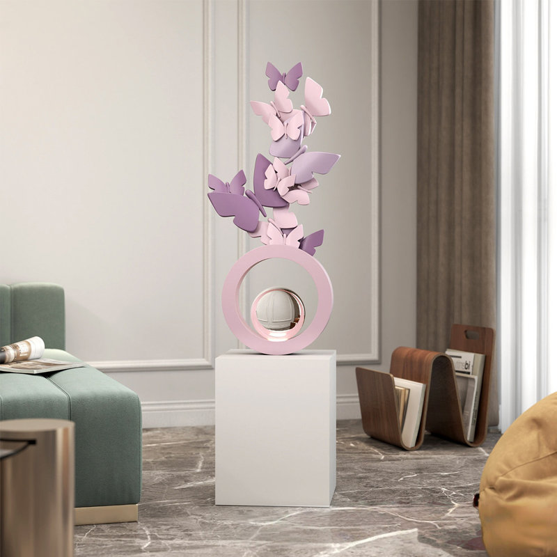 Résine de forme libre mauve + blanc + objet décoratif en bois manufacturé, Mauve et blanc