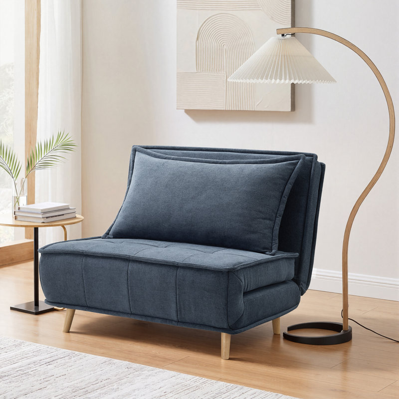 Mikell Upholstered Convertible Sleeper Accent Chair, Blue