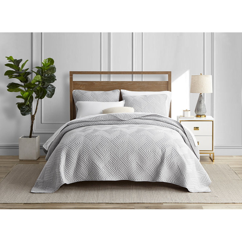 Ensemble de courtepointe en microfibre toutes saisons confectionnable, Courtepointe pour très grand lit et 2 très grand, gris
