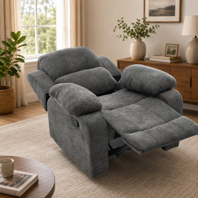 Fauteuil inclinable manuel en tissu chenille de 39,4 pouces, angle réglable de 110 ° à 170 °, capacité de charge de 400 lb, convient aux petits appartements, salons, chambres à coucher ou autres espaces de vie.