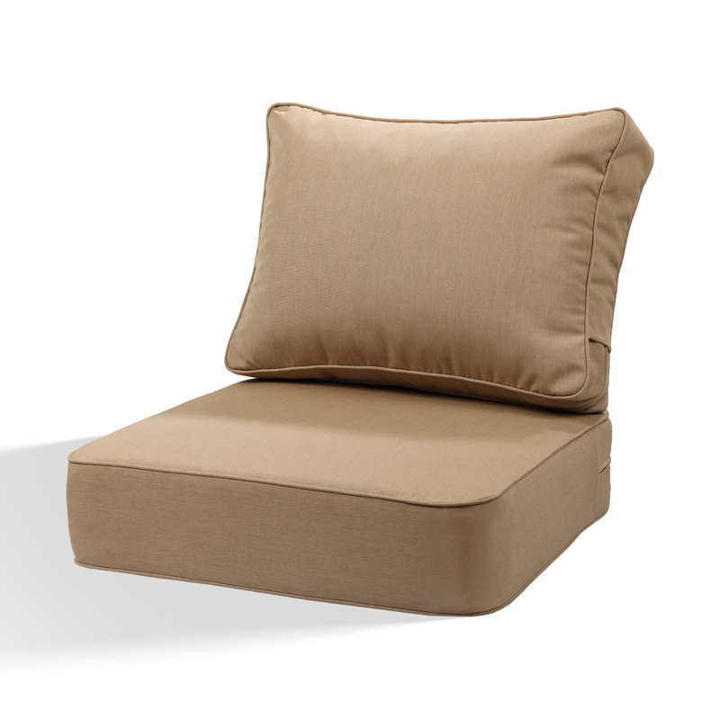 6 Inch Sunbrella Outdoor Chair Seat Back Cushion Set, 24" W x 24" D, Canvas Heather Beige