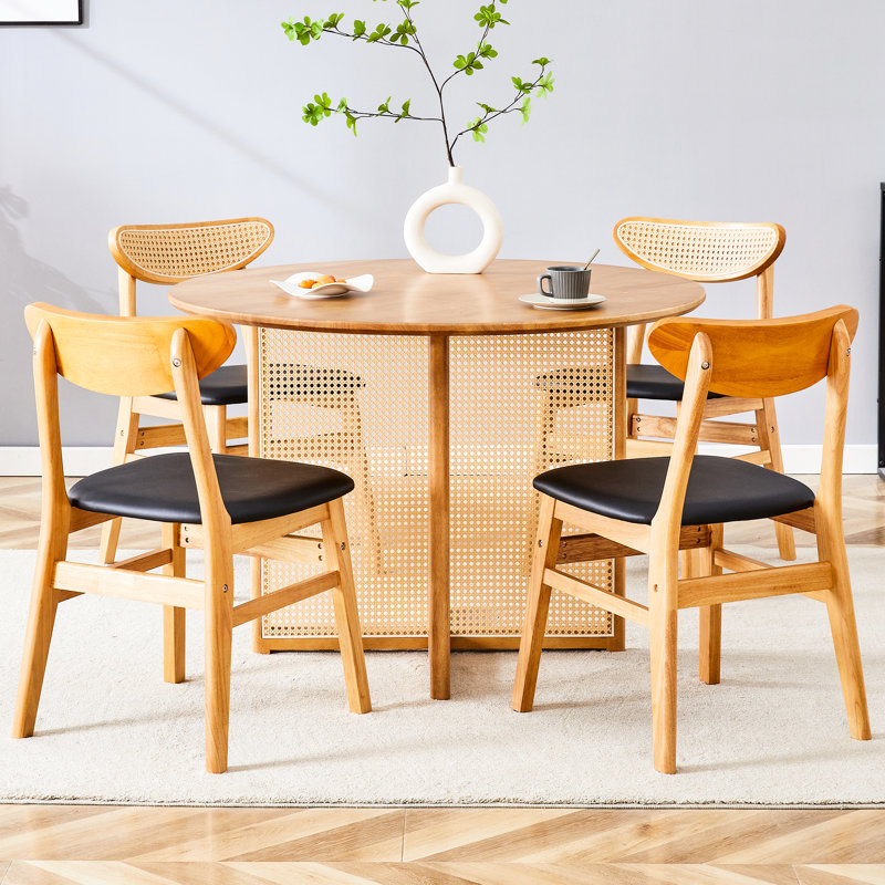 Table et chaise de salle à manger en bois massif de style ancien - Pieds, belle et simple pour le dîner, les réunions et la décoration de bureau à domicile créant un environnement confortable