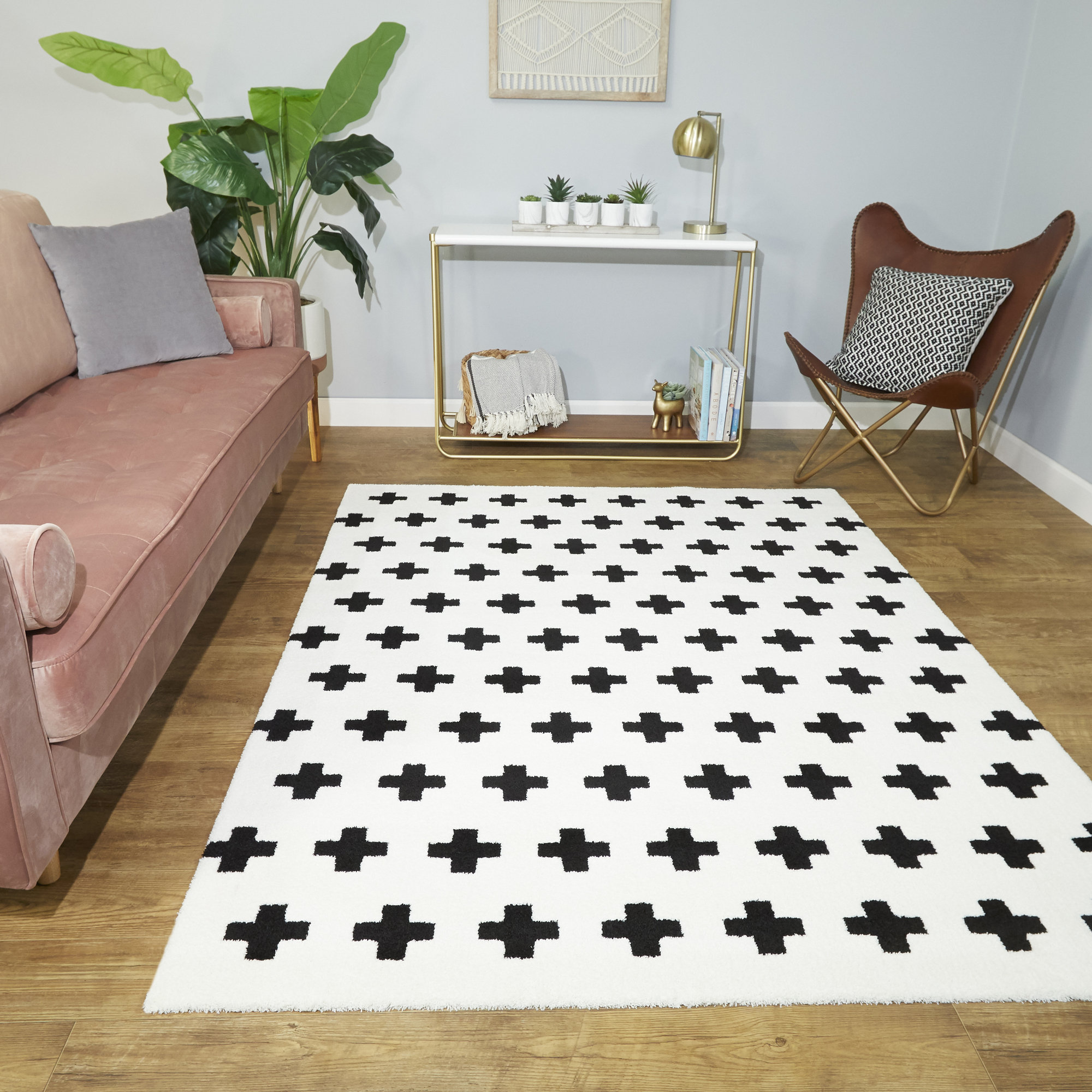 Ebern Designs Mills Geometric Off-White Area Rug | Wayfair