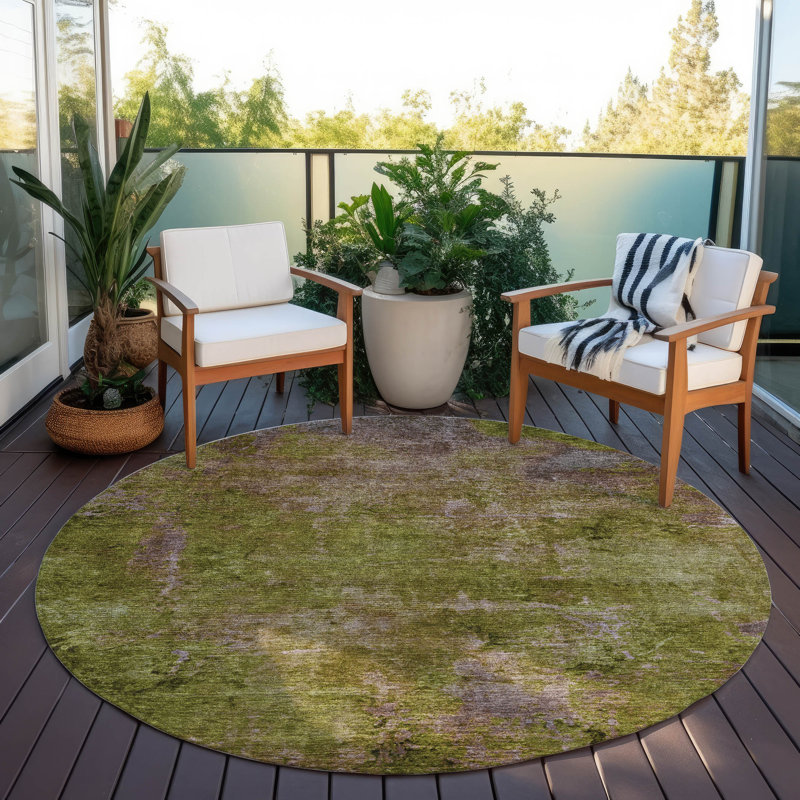 Tapis intérieur / extérieur vert Anjari, 2 pi 6 po x 3 pi 10 po