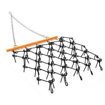 Heavy Duty Chain Drag Harrow for ATV – 5x4.5 FT, 3/8" Tines, Ideal for Leveling, Grading & Soil Prep – Robust Mesh Design – Black+Orange
