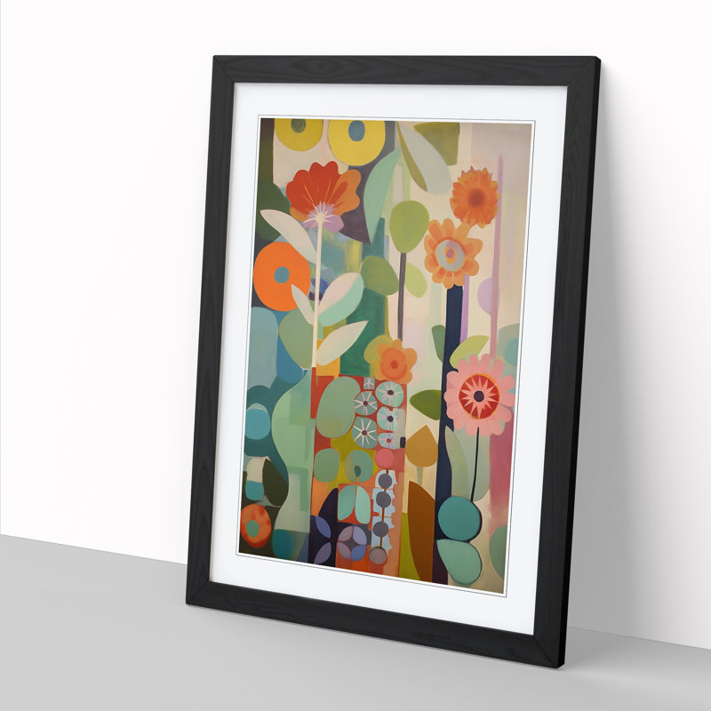Flowers Orphism Design Vol.1 - Framed Print, 46cm H x 34cm W x 2cm D, Black