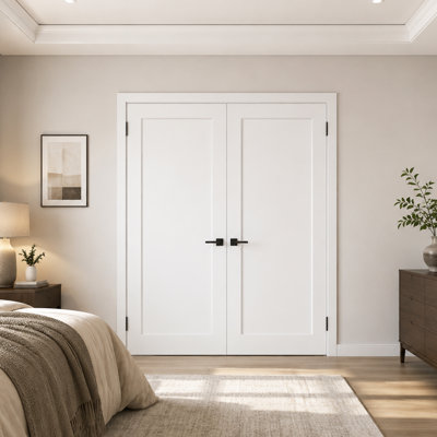 30"X80" 1-Panel Smooth White Primed Shaker Style Hollow Core Interior Moulded Door Slab (Pack-2)