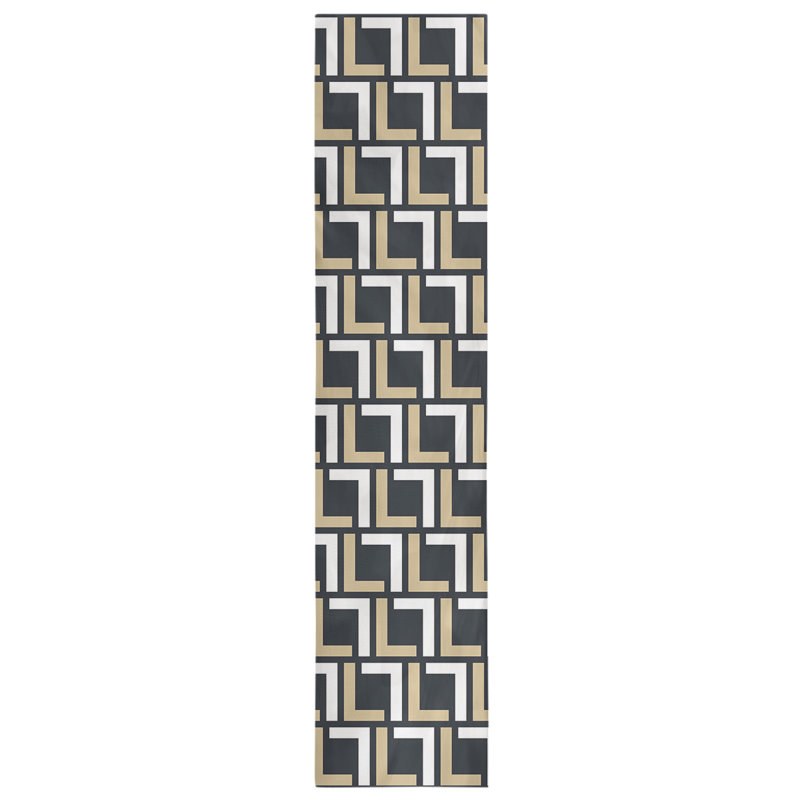 Chemin de table Carolina, 72 po x 16 po, Coton, Old Gold/White/Black