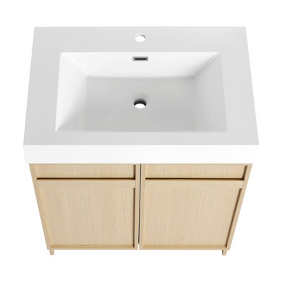 Ensemble de meuble-lavabo mural moderne 30 po avec lavabo en céramique