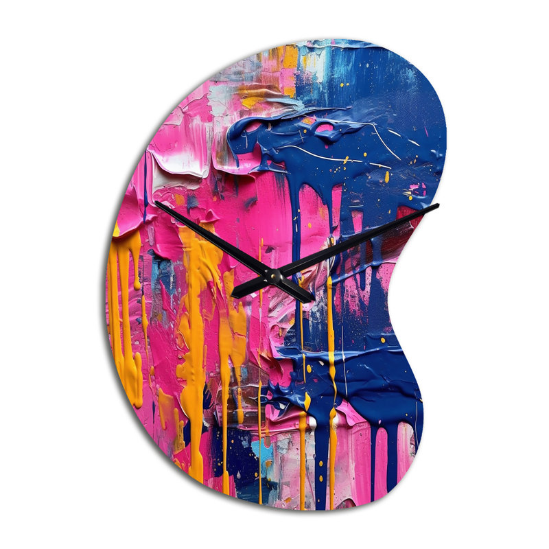 Horloge murale abstraite rose et bleue, Grand