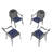 Cast Aluminum Patio Dining Chair 4PCS With Black Frame And Blue Cushions-2052142833