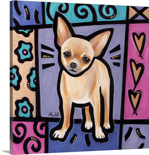 «Chihuahua Pop Art» par Diethild, reproduction d'art sur toile, H 30 po x l 30 po x P 1,25 po