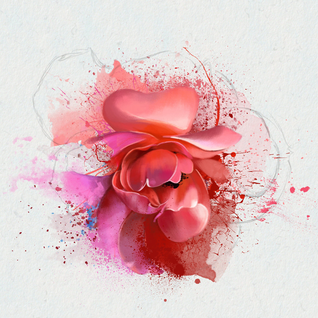 Audrick Beautiful Pink Rose von Packrovka - Grafik auf Leinwand