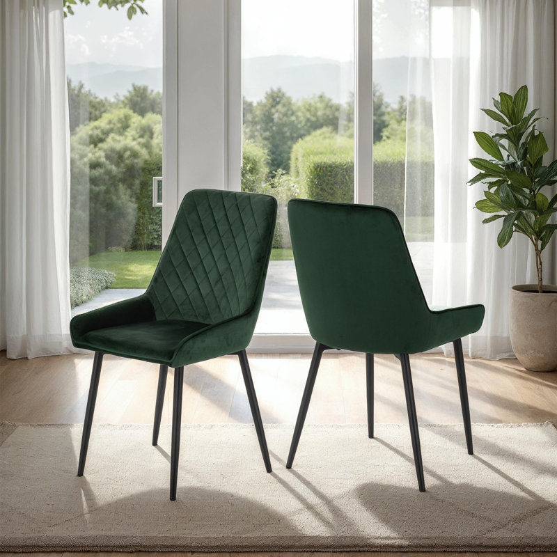 Mizel 4 - Person Dining Set, Emerald Green, Medium Oak