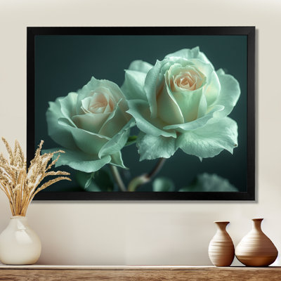 «White Green Mystical Garden Roses - Roses», reproduction d'art murale