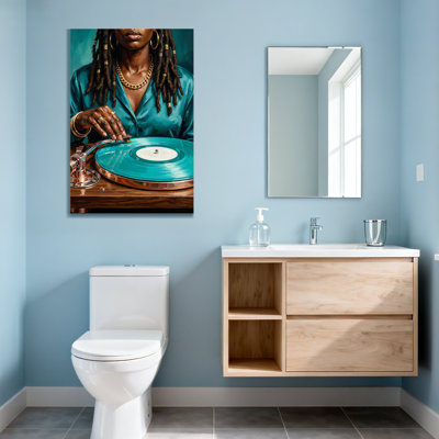 Fashion Woman With Dreads Playing Vinyl Record