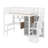Twin Size Loft Bed With Built-In Desk, LED, Storage Shelves, Cabinets And Staircase-121234373
